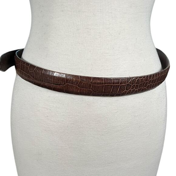 Tulliani Italian Calfskin Leather Belt Silver Solid Brass Buckle Made in Italy - Picture 7 of 15